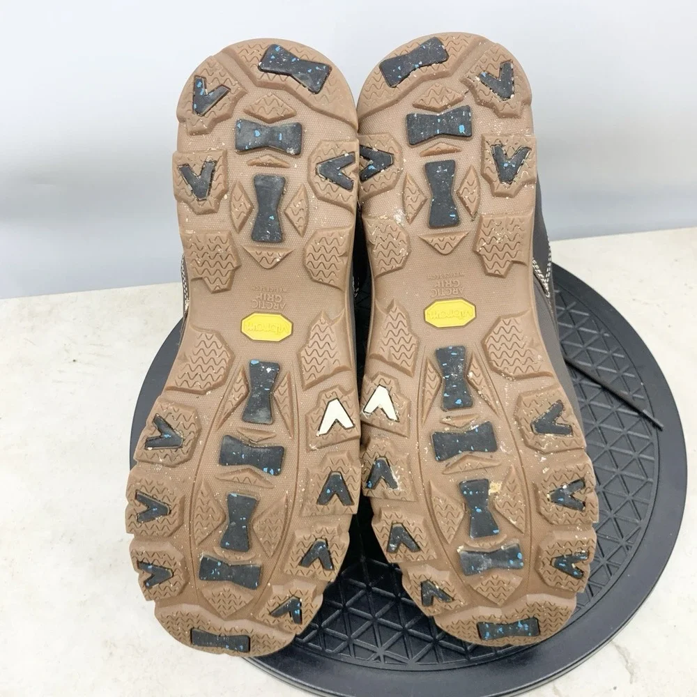 LL Bean Storm Chaser Boots Men Size 14 Shoes Brown Leather Rubber Mid Top Tie